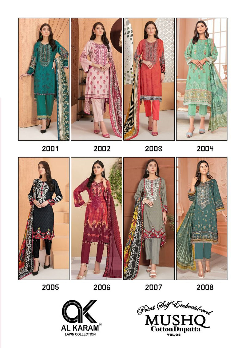 Al Karam Mushq Vol 2 Pure Cotton With Beautiful Work Stylish Designer Casual Look Pakistani Salwar Kameez