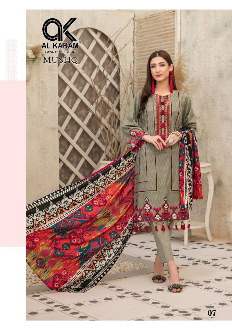 Al Karam Mushq Print Self Collection With Heavy Embroidery & Printed Work Stylish Designer Salwar Kameez