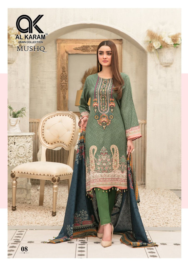 Al Karam Mushq Print Self Collection With Heavy Embroidery & Printed Work Stylish Designer Salwar Kameez