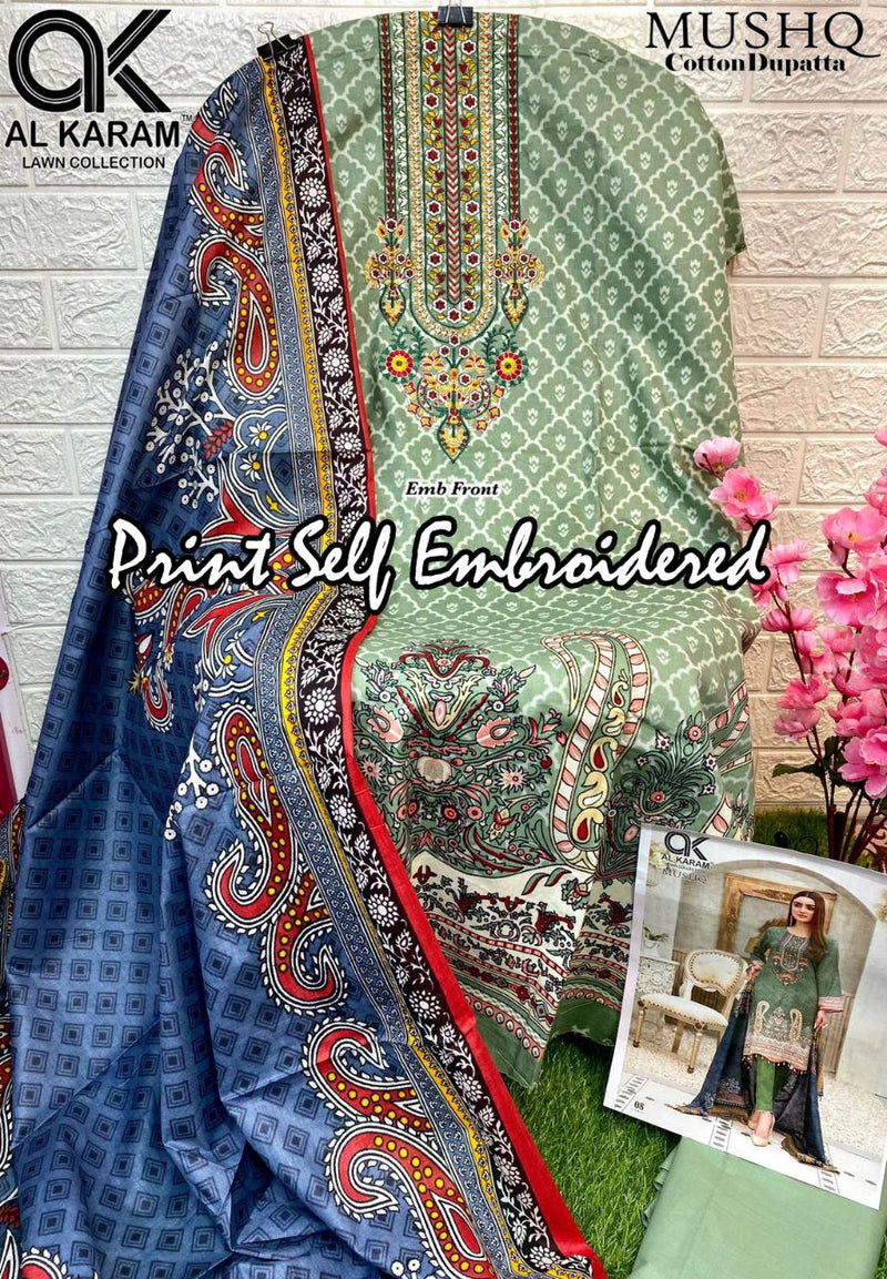 Al Karam Mushq Print Self Collection With Heavy Embroidery & Printed Work Stylish Designer Salwar Kameez
