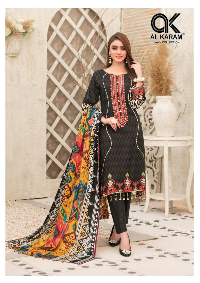 Al Karam Mushq Print Self Collection With Heavy Embroidery & Printed Work Stylish Designer Salwar Kameez