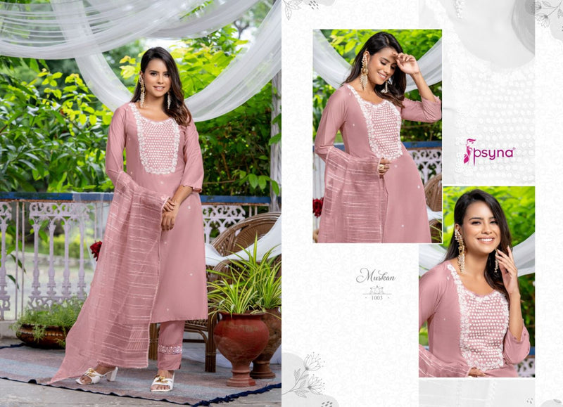 Psyna Muskan Chanderi With Hand Work Stylish Designer Casual Look Festive Wear Kurti
