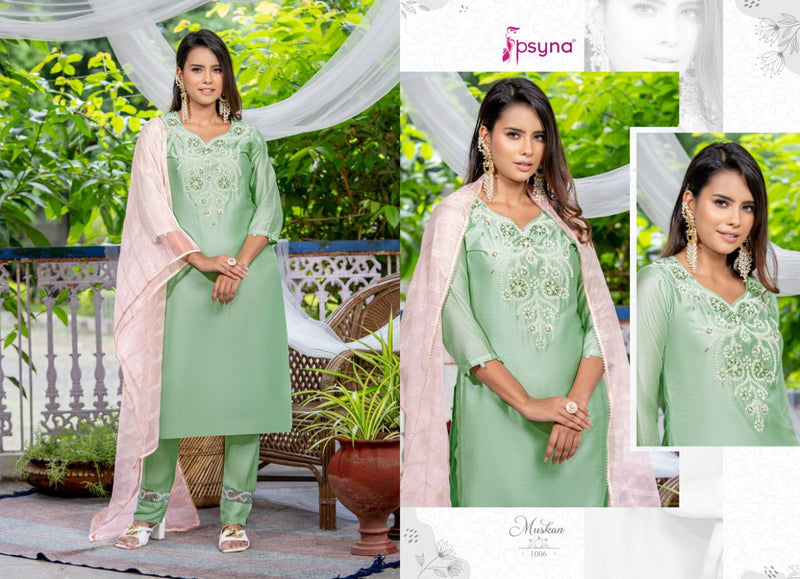 Psyna Muskan Chanderi With Hand Work Stylish Designer Casual Look Festive Wear Kurti