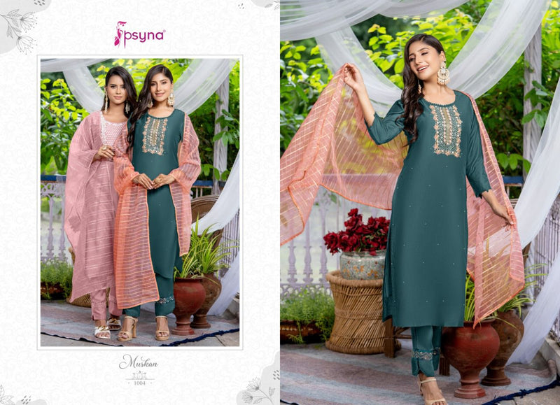 Psyna Muskan Chanderi With Hand Work Stylish Designer Casual Look Festive Wear Kurti