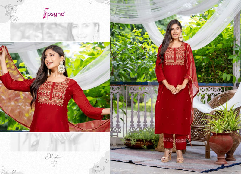 Psyna Muskan Chanderi With Hand Work Stylish Designer Casual Look Festive Wear Kurti