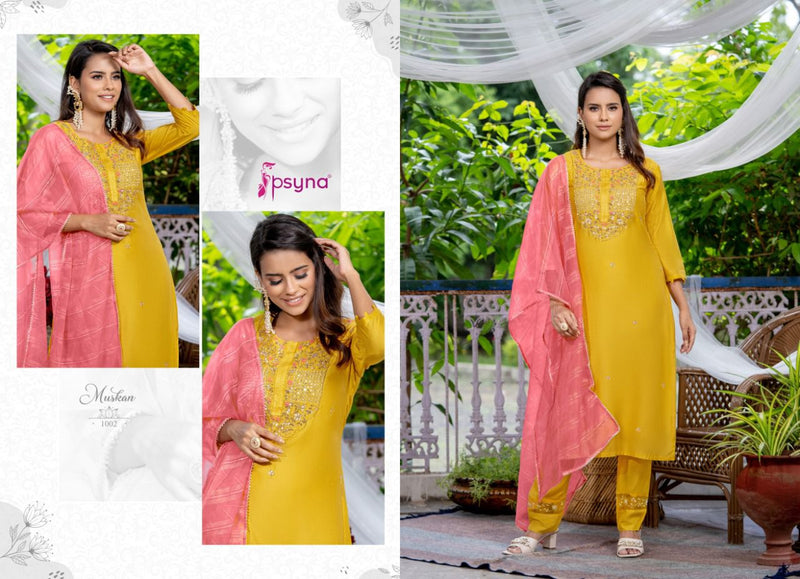 Psyna Muskan Chanderi With Hand Work Stylish Designer Casual Look Festive Wear Kurti