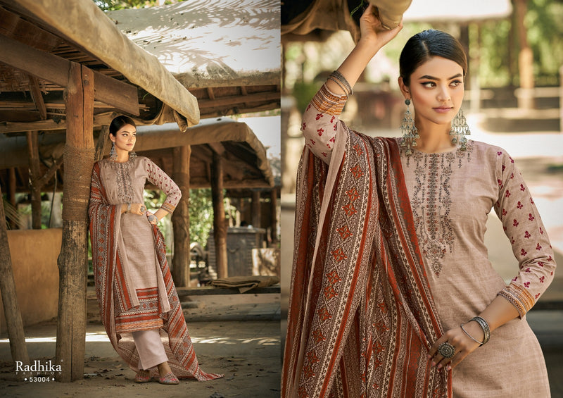 Radhika Fashion Azara Mussaret Vol 21 Pure Cambric Cotton Designer Prints Neck Embroidery Work Stylish Designer Partywear Salwar Suit