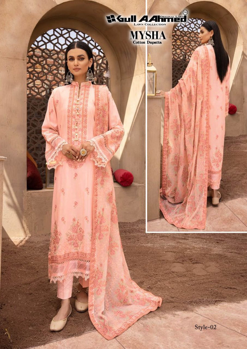 Gull Aahmed Mysha Lawn Cotton With Heavy Embroidery Work Stylish Designer Pakistani Salwar Kameez