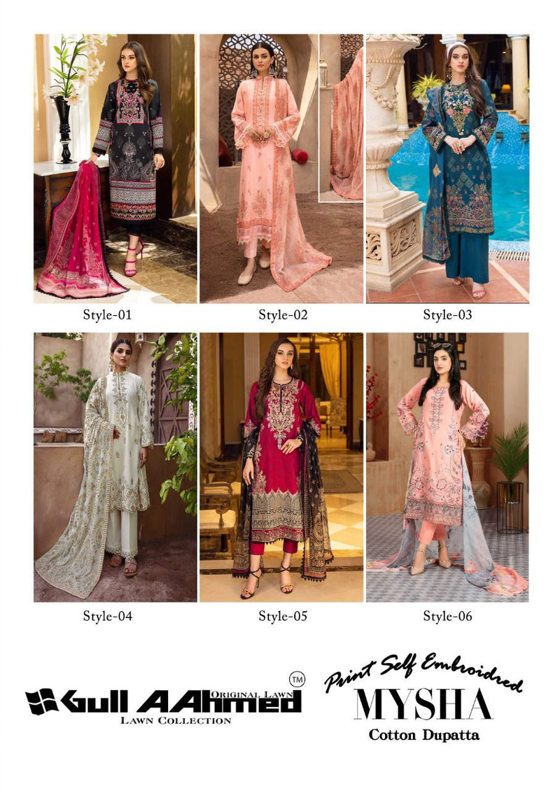 Gull Aahmed Mysha Lawn Cotton With Heavy Embroidery Work Stylish Designer Pakistani Salwar Kameez
