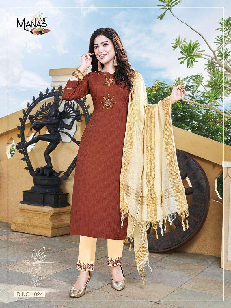 Manas Launch By Delight Vol 4 Chinon Silk With Embroidery And Hand Work Exclusive Readymade Salwar Suit