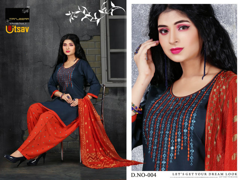 Manjeera Fashion Utsav Semi Satin With Inner Salwar suit