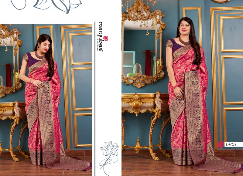 Manjubaa Launch By Series 1800 Soft Silk Printed Exclusive Traditional Wear Fancy Sarees
