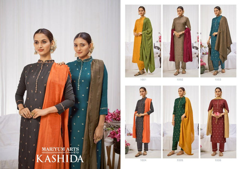 Mariyum Arts Kashida Italian Silk With Full Embroidery Work Suit