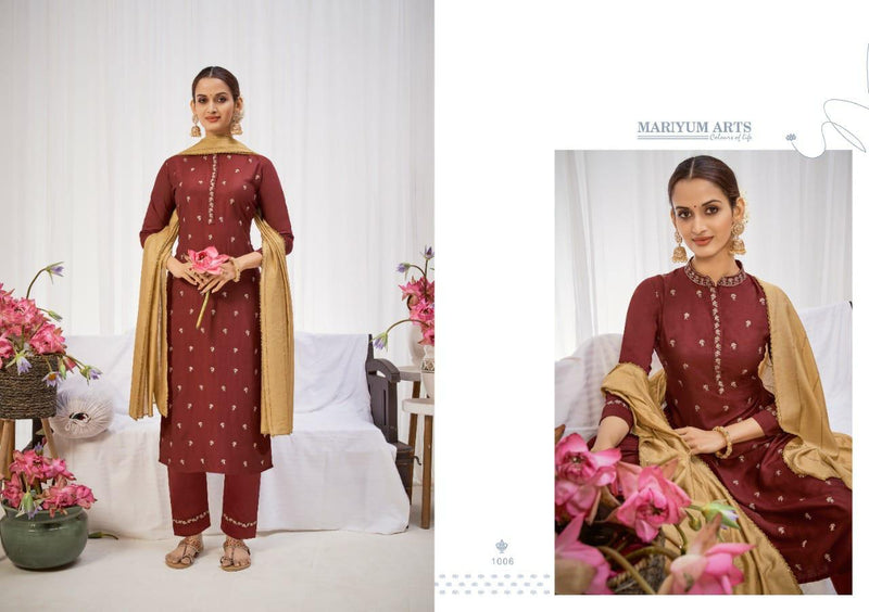 Mariyum Arts Kashida Italian Silk With Full Embroidery Work Suit