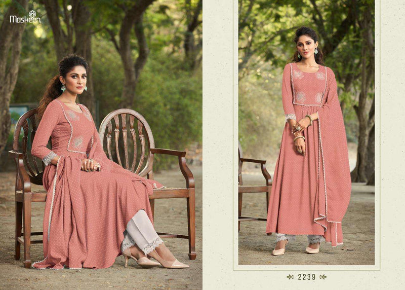 Maskeen Zeenat Pure Rayon Embroidery Kurti With Plazzo Dupatta