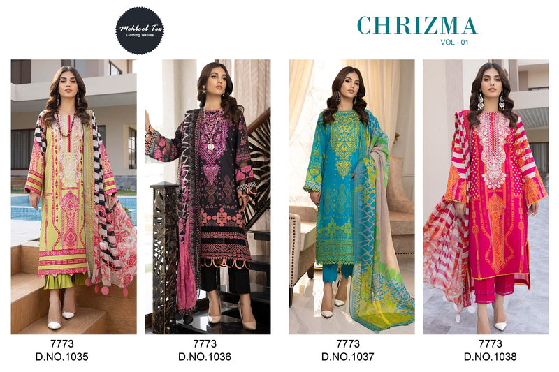 Mehboob Tex Chrizma Vol 1 Pure Cotton With Embroidery Work Pakistani Suit