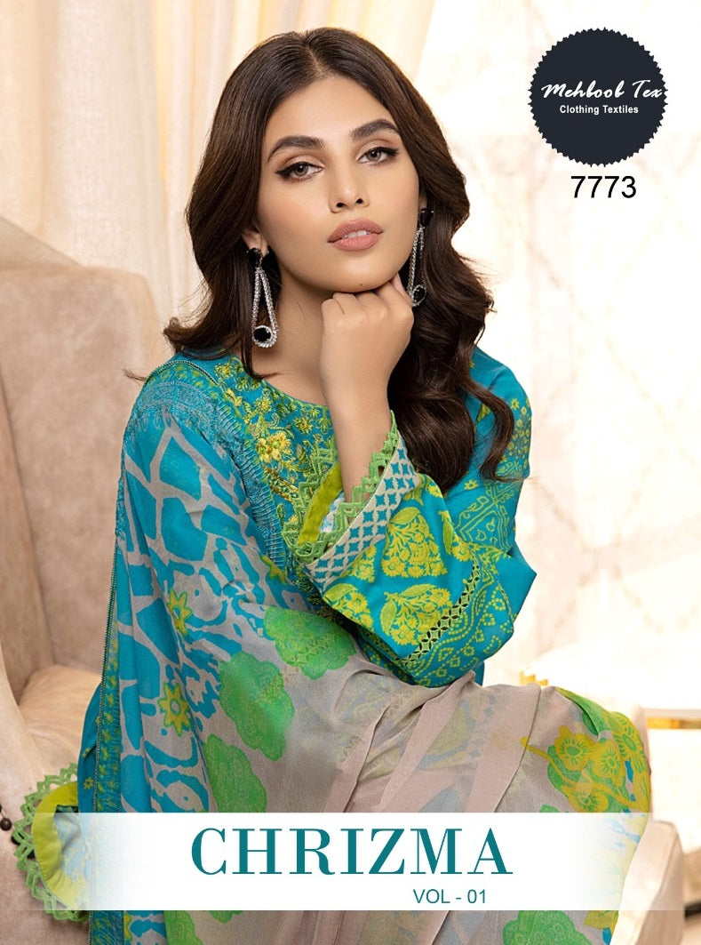 Mehboob Tex Chrizma Vol 1 Pure Cotton With Embroidery Work Pakistani Suit