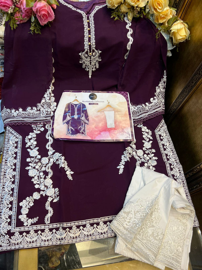 Mehboob Tex Mt 7773 Heavy Fox Embroidery Diamond Work Pret Kurti