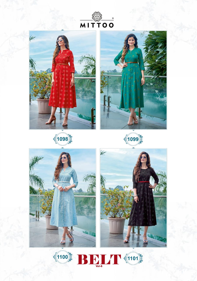 Mittoo Belt Vol 6 Rayon Print Fancy Designer Kurti