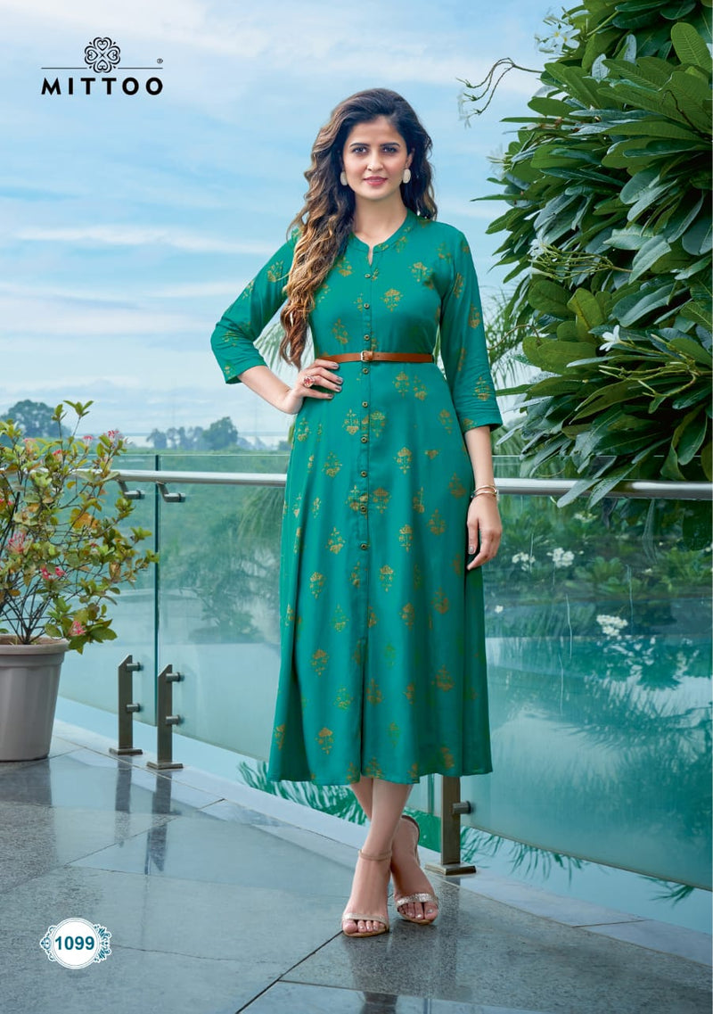 Mittoo Belt Vol 6 Rayon Print Fancy Designer Kurti