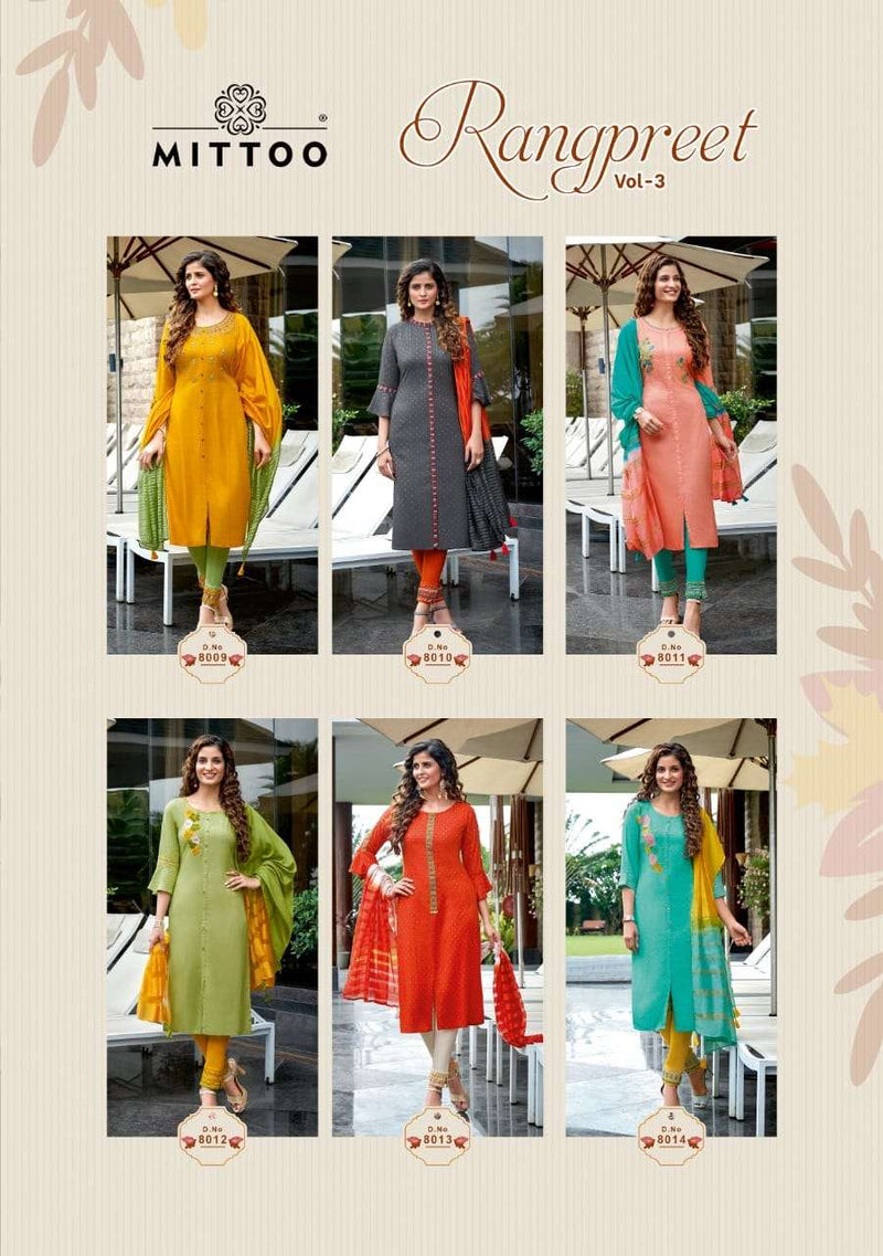 Mittoo Rangpreet Vol 3 Viscose Jacquard Butti Fancy Salwar Suit