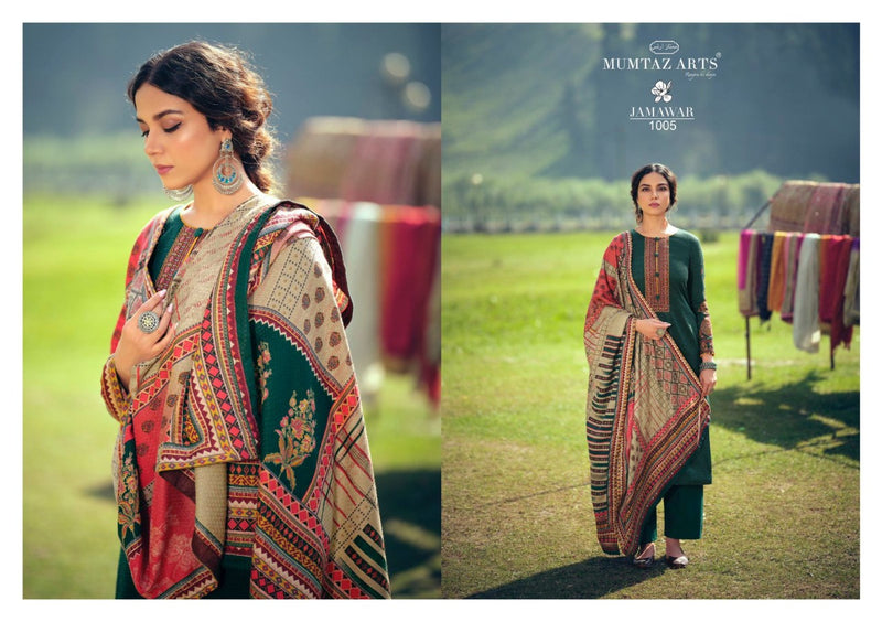 Mumtaz Arts Jamawar Pashmina Print With Designer Neck Embroidery Suit