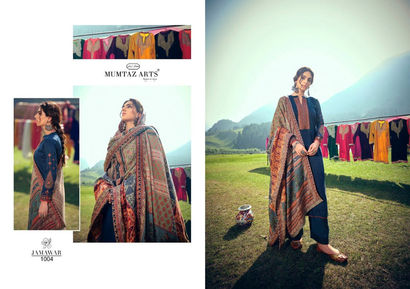 Mumtaz Arts Jamawar Pashmina Print With Designer Neck Embroidery Suit
