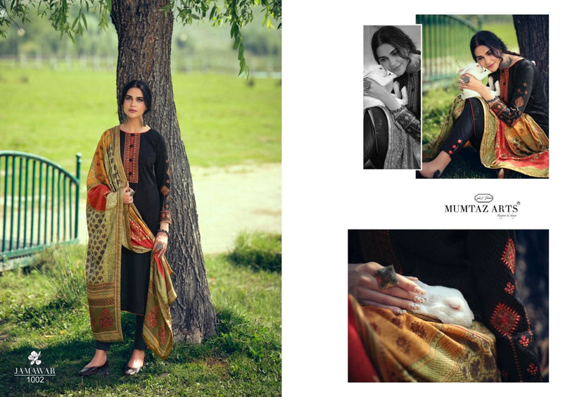 Mumtaz Arts Jamawar Pashmina Print With Designer Neck Embroidery Suit