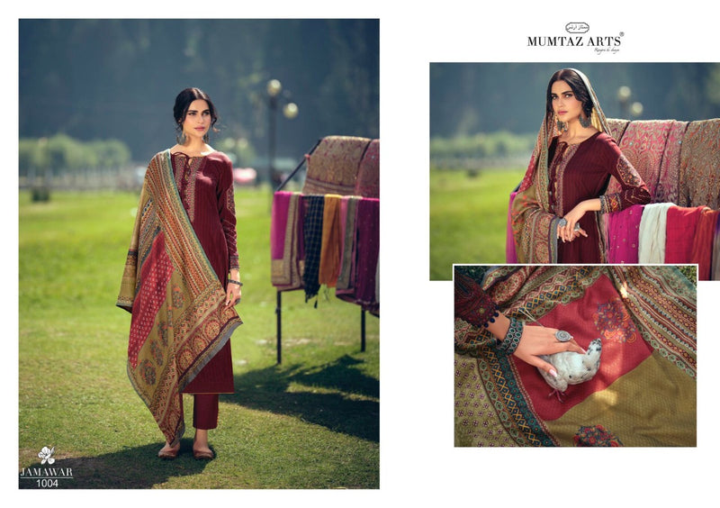 Mumtaz Arts Jamawar Pashmina Print With Designer Neck Embroidery Suit