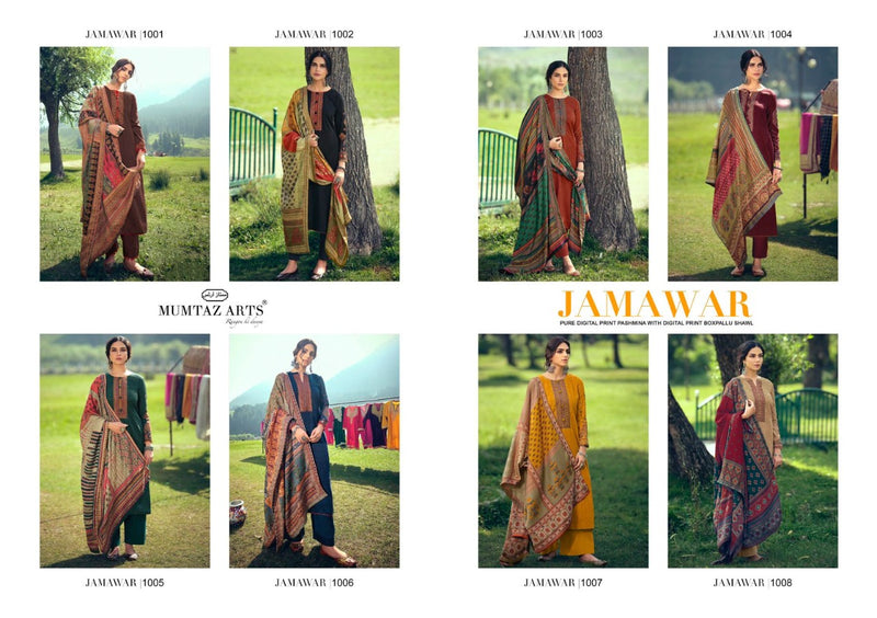 Mumtaz Arts Jamawar Pashmina Print With Designer Neck Embroidery Suit