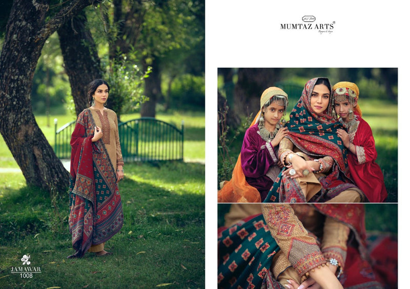 Mumtaz Arts Jamawar Pashmina Print With Designer Neck Embroidery Suit