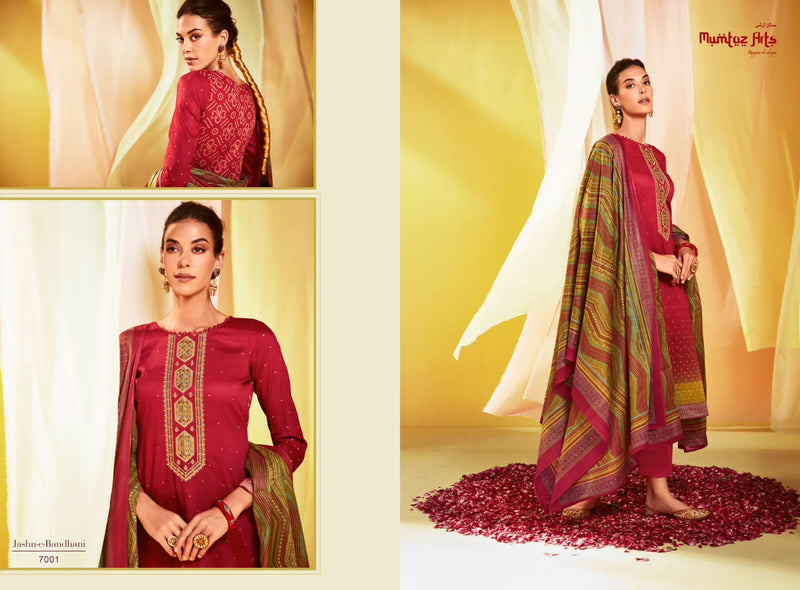 Mumtaz Arts Jash E Bandhani Vol 3 Pure Jam Satin Digital Print With Embroidered Work Salwar Suit