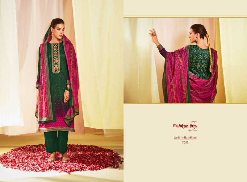 Mumtaz Arts Jash E Bandhani Vol 3 Pure Jam Satin Digital Print With Embroidered Work Salwar Suit