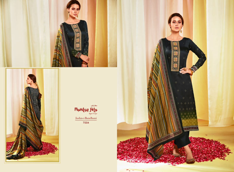 Mumtaz Arts Jash E Bandhani Vol 3 Pure Jam Satin Digital Print With Embroidered Work Salwar Suit