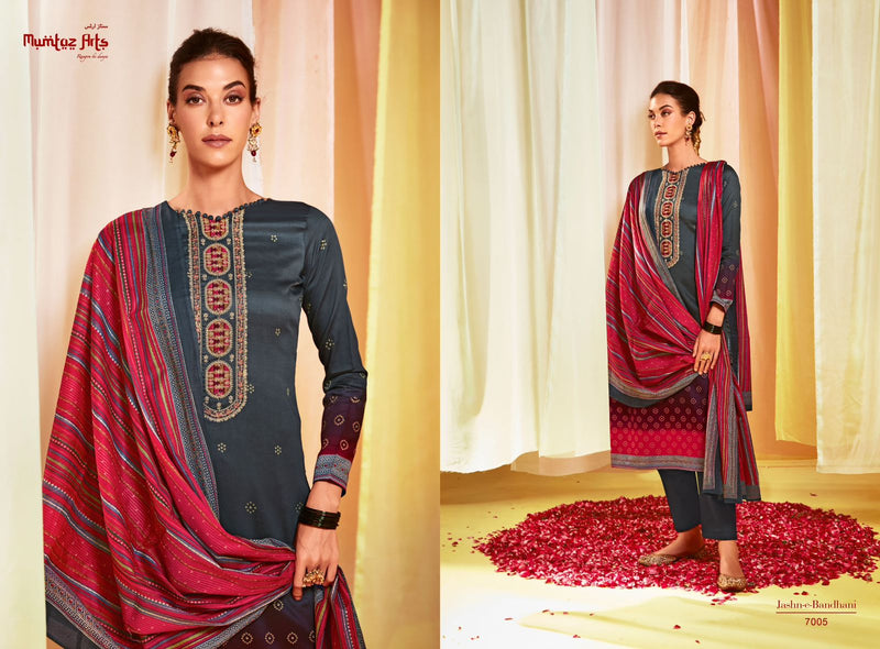 Mumtaz Arts Jash E Bandhani Vol 3 Pure Jam Satin Digital Print With Embroidered Work Salwar Suit