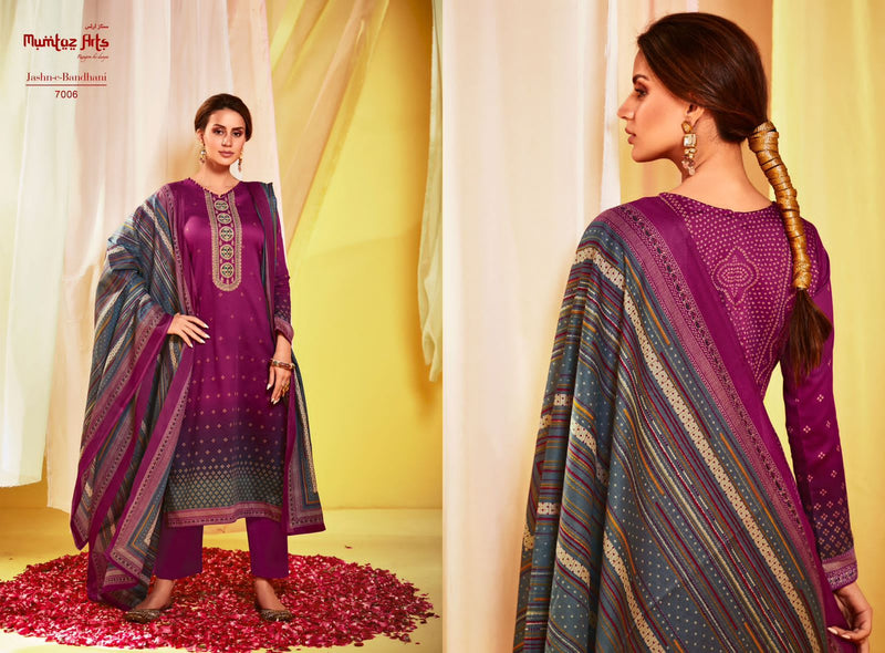 Mumtaz Arts Jash E Bandhani Vol 3 Pure Jam Satin Digital Print With Embroidered Work Salwar Suit