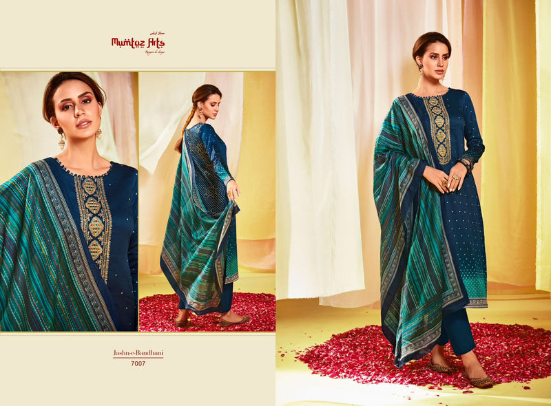 Mumtaz Arts Jash E Bandhani Vol 3 Pure Jam Satin Digital Print With Embroidered Work Salwar Suit
