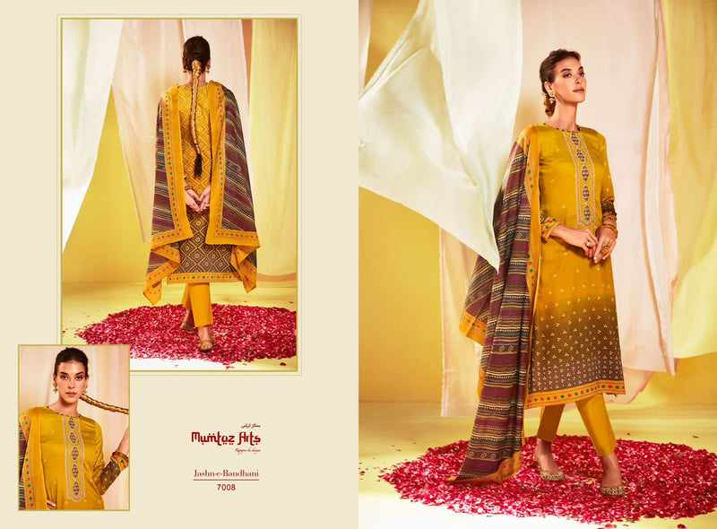 Mumtaz Arts Jash E Bandhani Vol 3 Pure Jam Satin Digital Print With Embroidered Work Salwar Suit