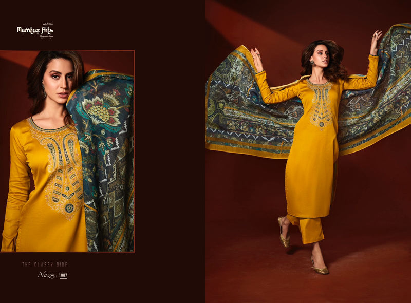 Mumtaz Arts Nazm Pure Viscose Jam Satin Embroidered Casual Wear Salwar Suit