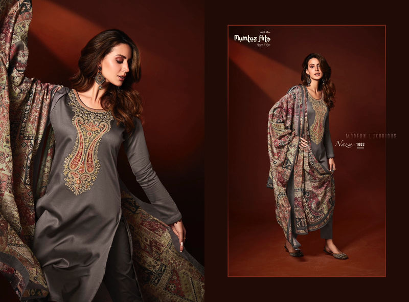 Mumtaz Arts Nazm Pure Viscose Jam Satin Embroidered Casual Wear Salwar Suit