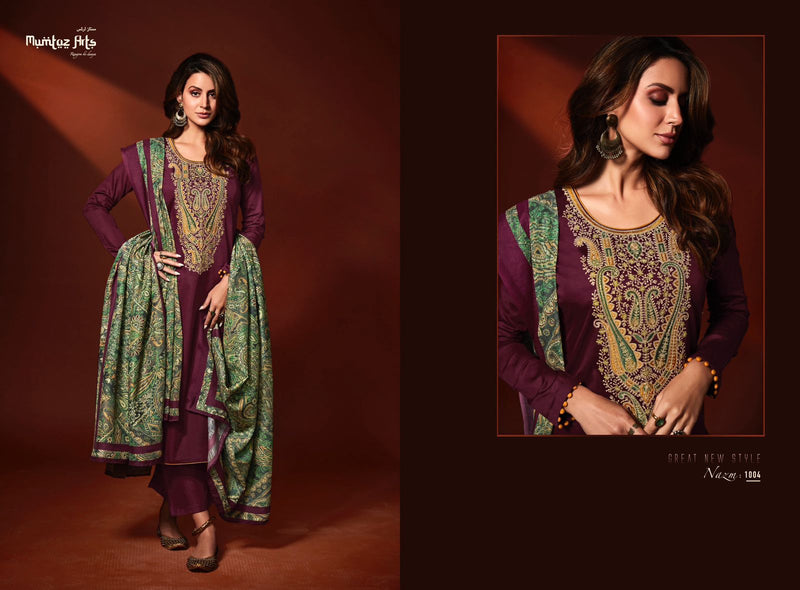 Mumtaz Arts Nazm Pure Viscose Jam Satin Embroidered Casual Wear Salwar Suit