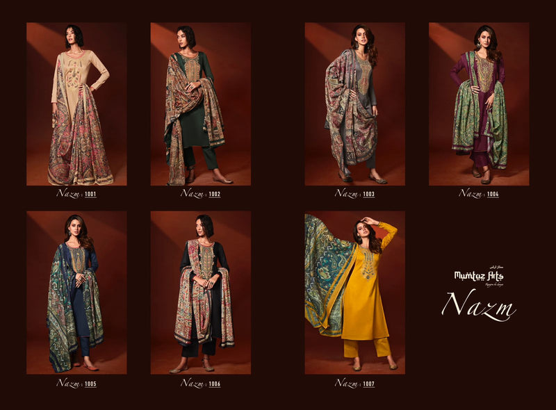 Mumtaz Arts Nazm Pure Viscose Jam Satin Embroidered Casual Wear Salwar Suit