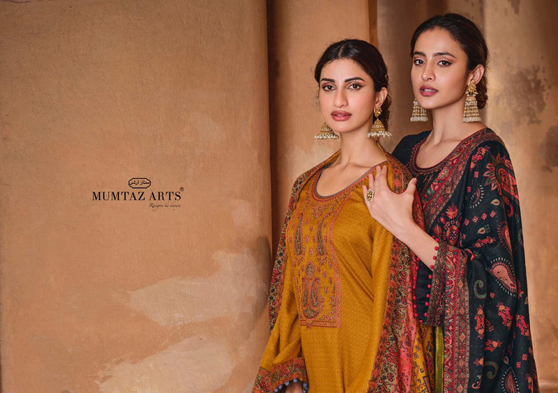 Mumtaz Arts Qurbat Pure Pashmina Neck Embroidered Designer Wear Salwar Kameez