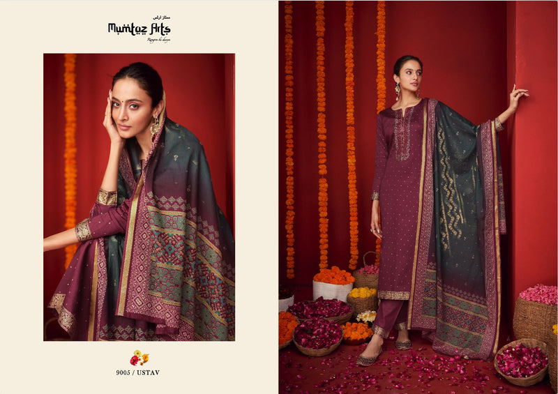 Mumtaz Arts Utsav Pure Viscose Jam Satin Embroidered Work Salwar Suit
