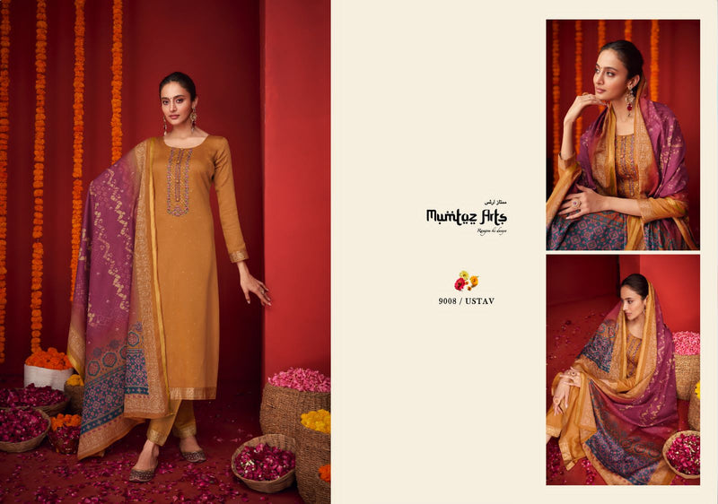 Mumtaz Arts Utsav Pure Viscose Jam Satin Embroidered Work Salwar Suit