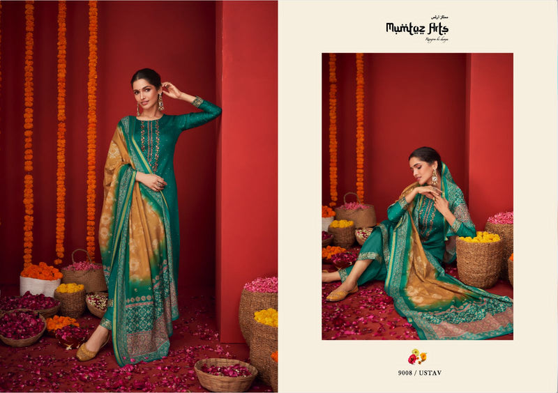 Mumtaz Arts Utsav Pure Viscose Jam Satin Embroidered Work Salwar Suit