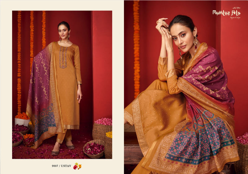 Mumtaz Arts Utsav Pure Viscose Jam Satin Embroidered Work Salwar Suit