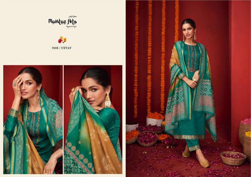 Mumtaz Arts Utsav Pure Viscose Jam Satin Embroidered Work Salwar Suit