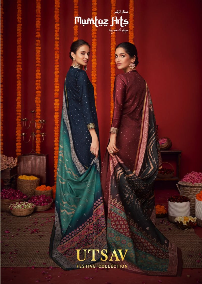Mumtaz Arts Utsav Pure Viscose Jam Satin Embroidered Work Salwar Suit