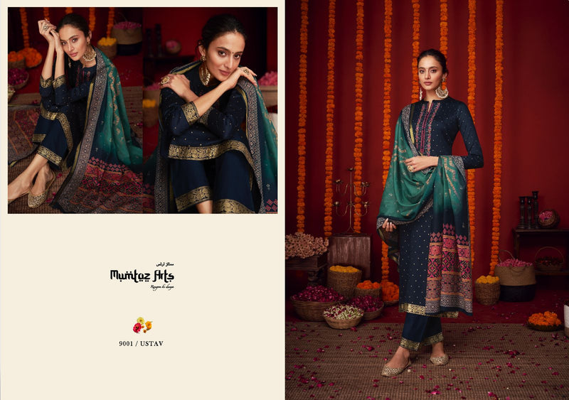 Mumtaz Arts Utsav Pure Viscose Jam Satin Embroidered Work Salwar Suit